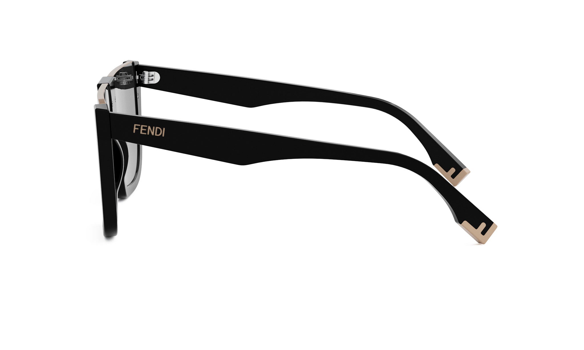A pair of black Fendi sunglasses with a sleek, modern design.