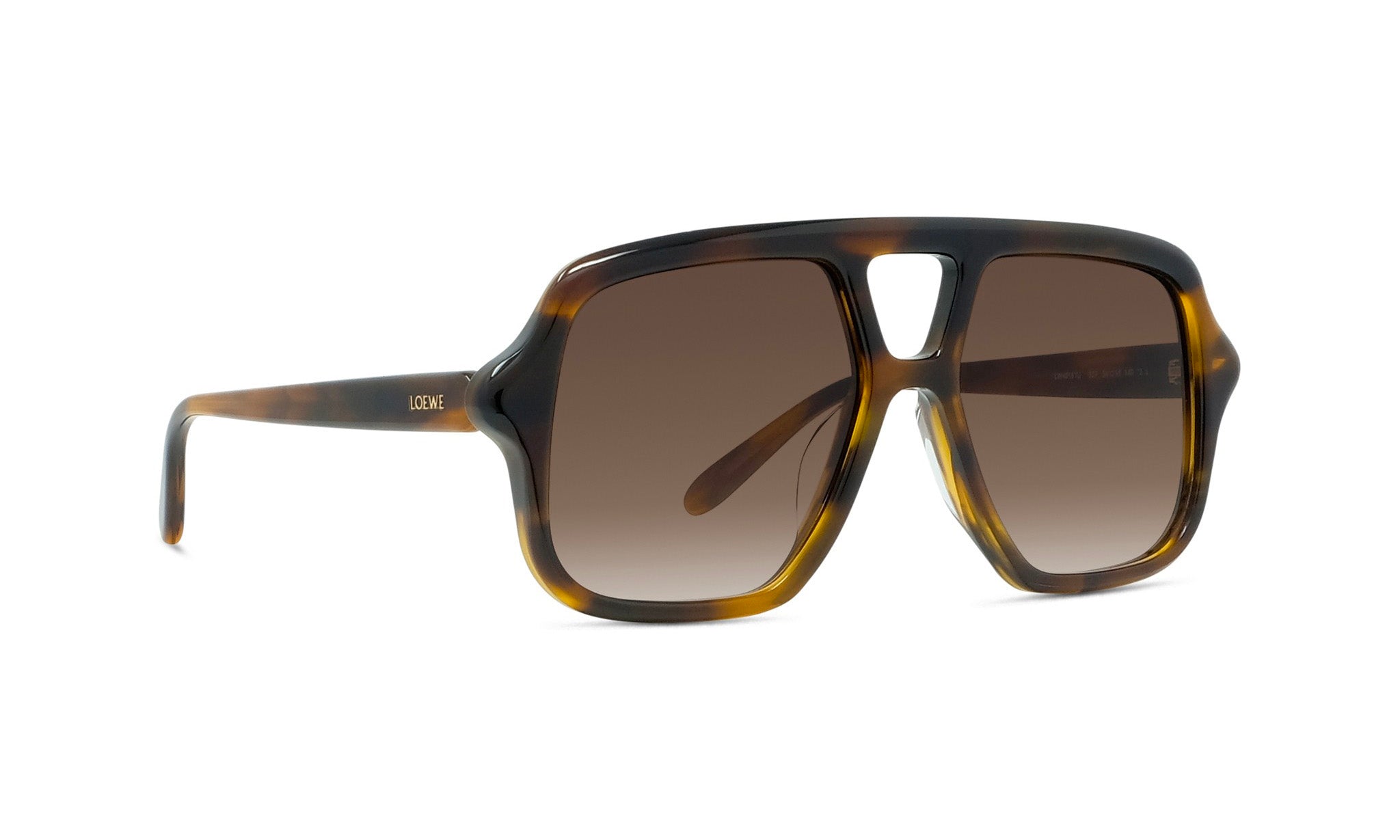 A pair of sunglasses with a tortoiseshell frame and dark brown lenses.