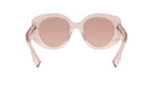 A pair of pink-tinted sunglasses with clear lenses, featuring a round frame and clear temples.