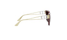 A pair of stylish sunglasses with a maroon frame and gold-colored arms.