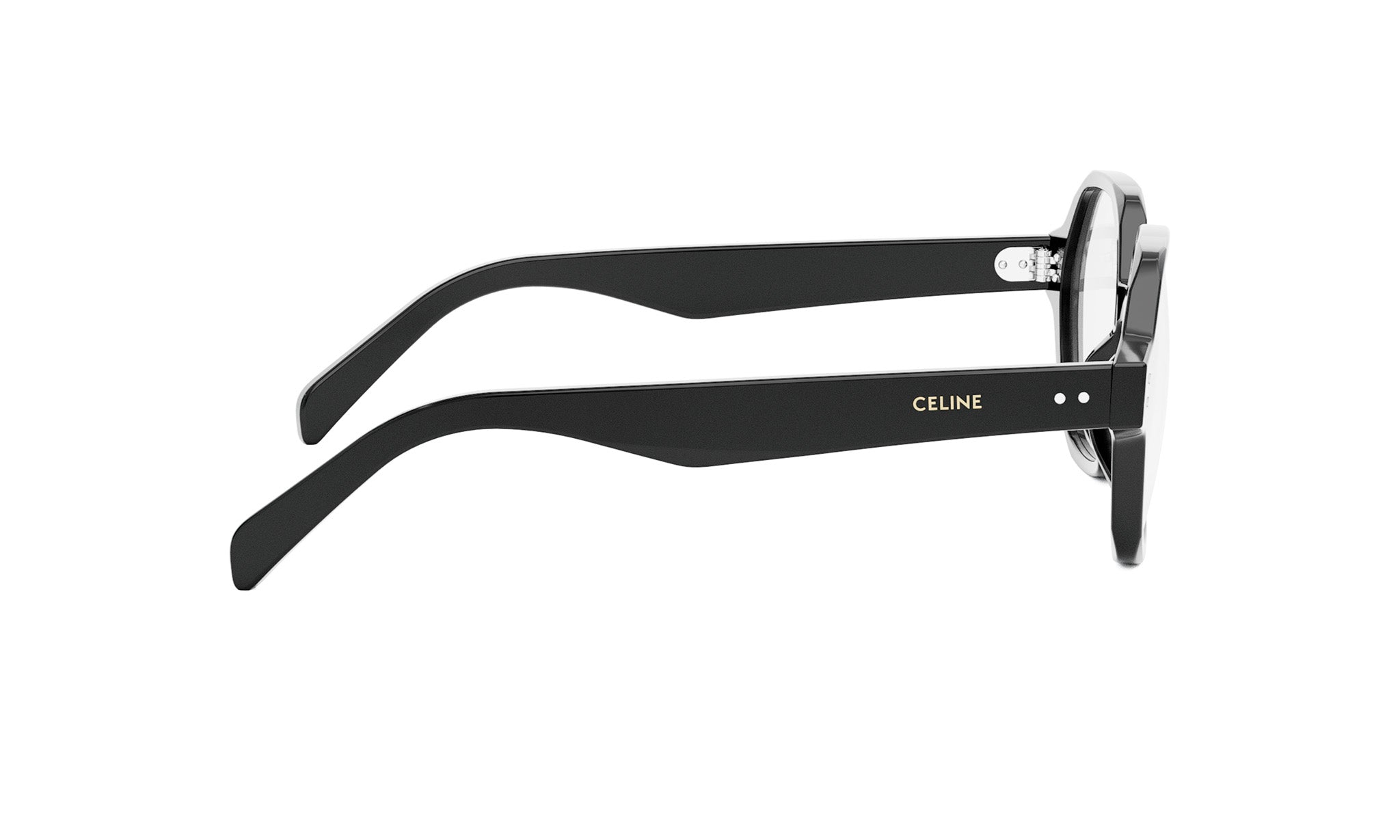 A pair of black-framed sunglasses with the Celine logo visible on the frame.