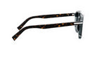 A pair of sunglasses with a dark tortoiseshell frame and dark lenses.