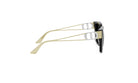 A pair of stylish sunglasses with a gold frame and black lenses.
