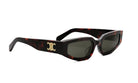 A pair of sunglasses with a dark frame and dark lenses.