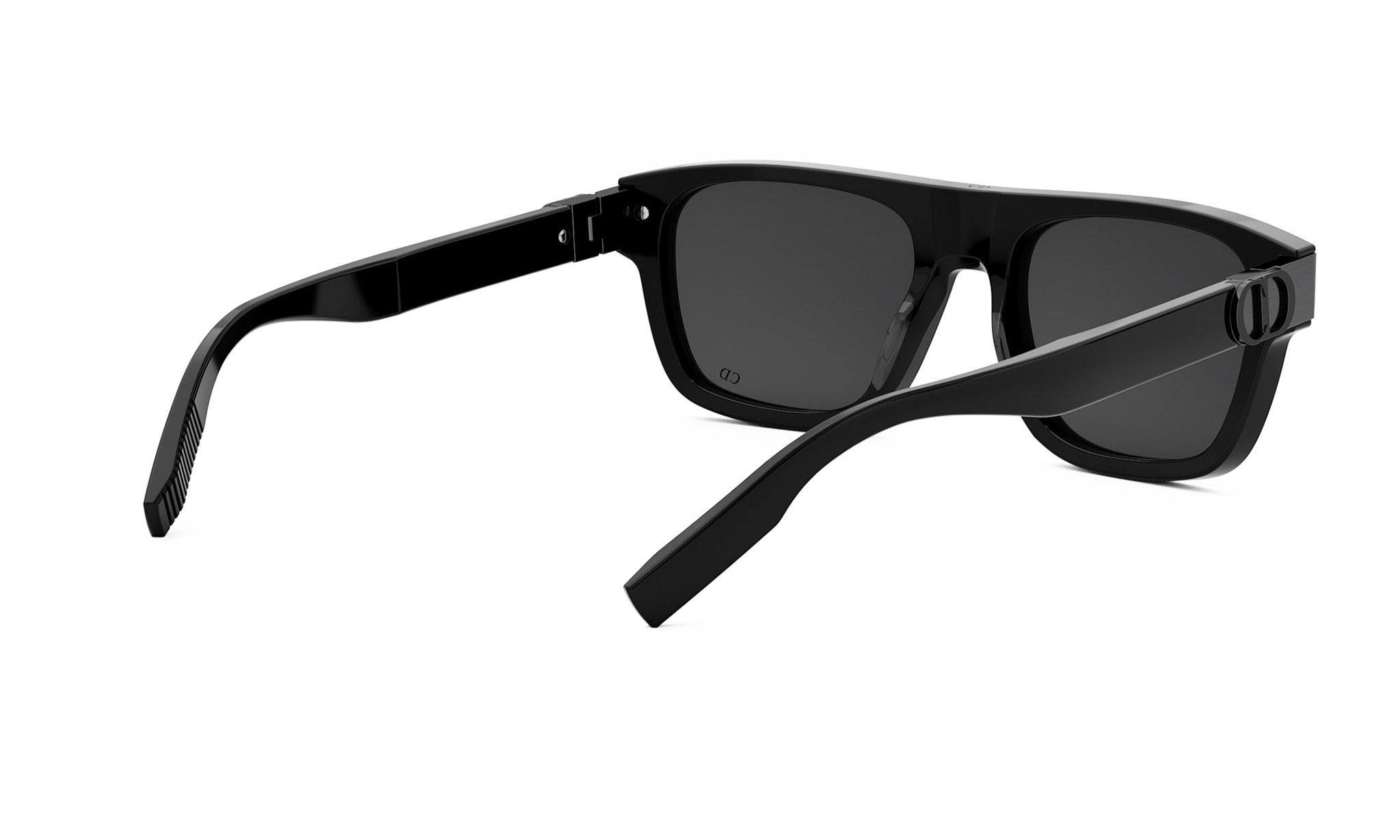 A pair of black sunglasses with a sleek, modern design.