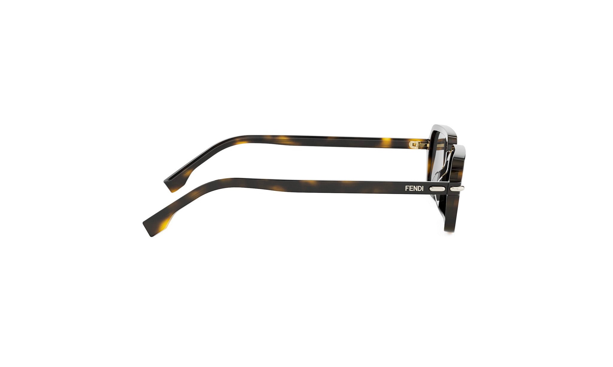 A pair of tortoiseshell-framed sunglasses with the Fendi logo visible.