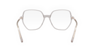 A pair of clear, hexagonal-shaped glasses with a silver frame.