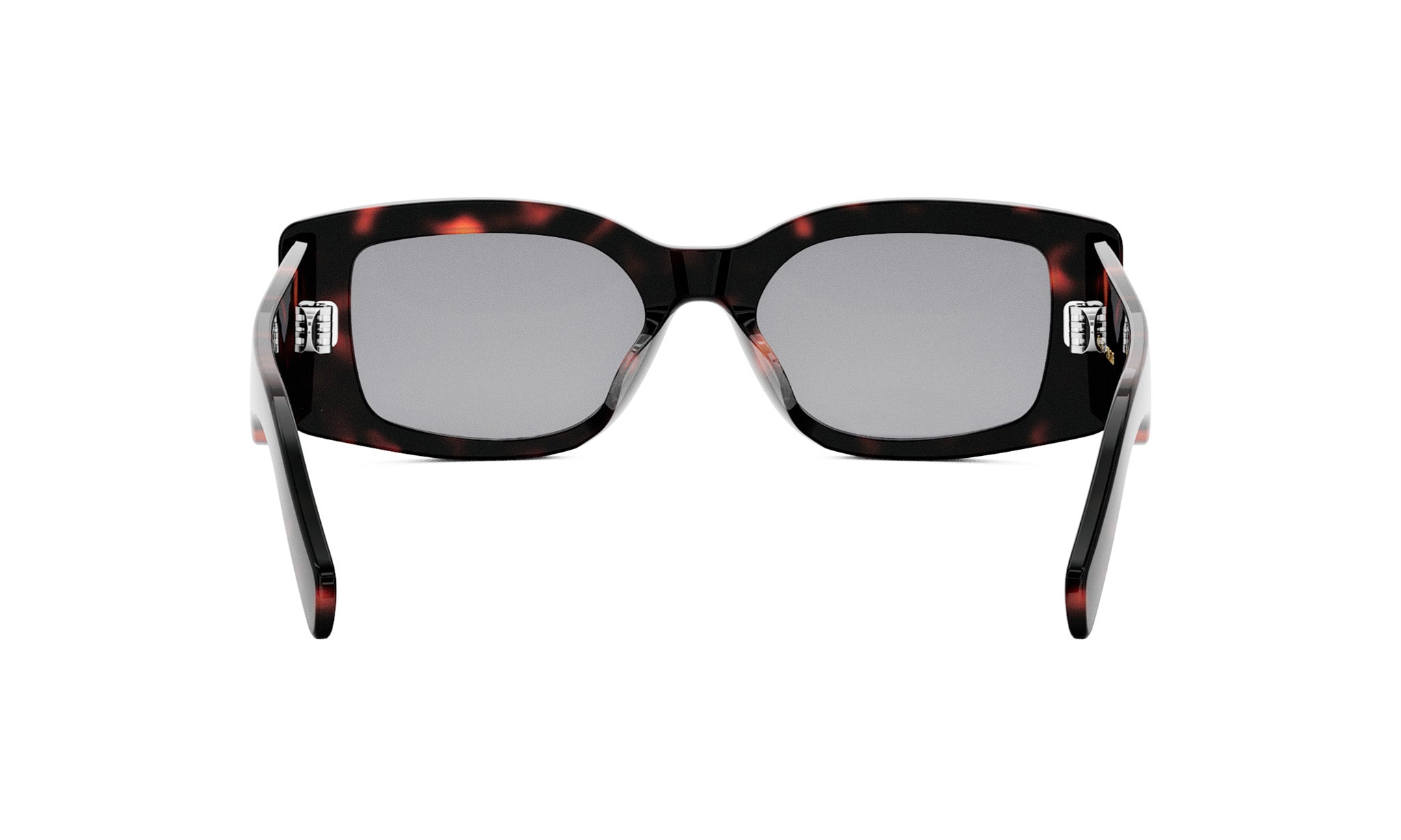 A pair of dark-framed sunglasses with a tortoiseshell pattern.