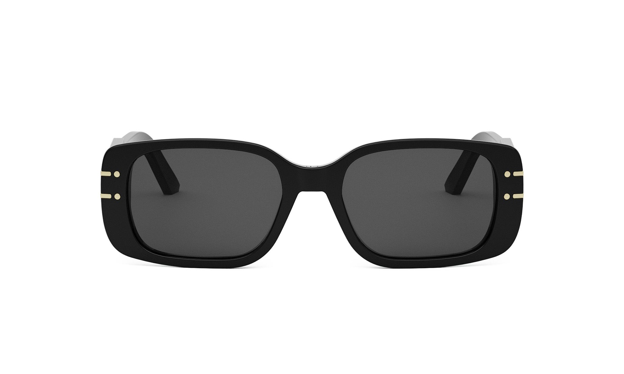 A pair of black rectangular sunglasses with dark lenses.