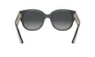 A pair of stylish sunglasses with a dark green frame and a gradient lens.