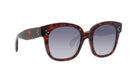 A pair of stylish sunglasses with dark tortoiseshell frames and dark lenses.