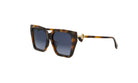 A pair of stylish sunglasses with a dark frame and dark lenses.