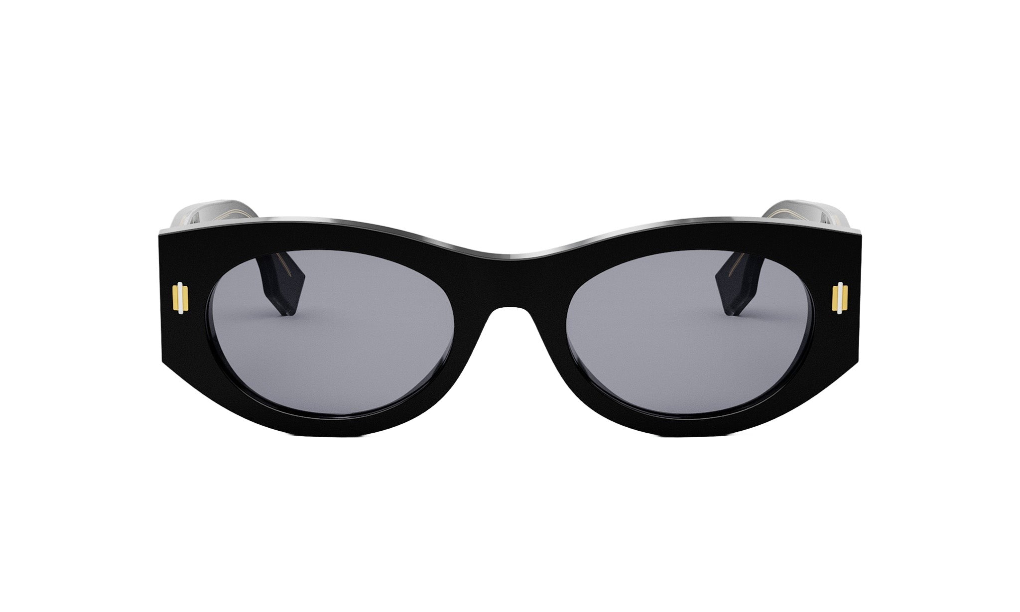 A pair of black sunglasses with a sleek, modern design.