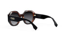 A pair of Fendi sunglasses with a dark brown frame and black lenses.