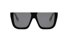 A pair of black sunglasses with a sleek, modern design.