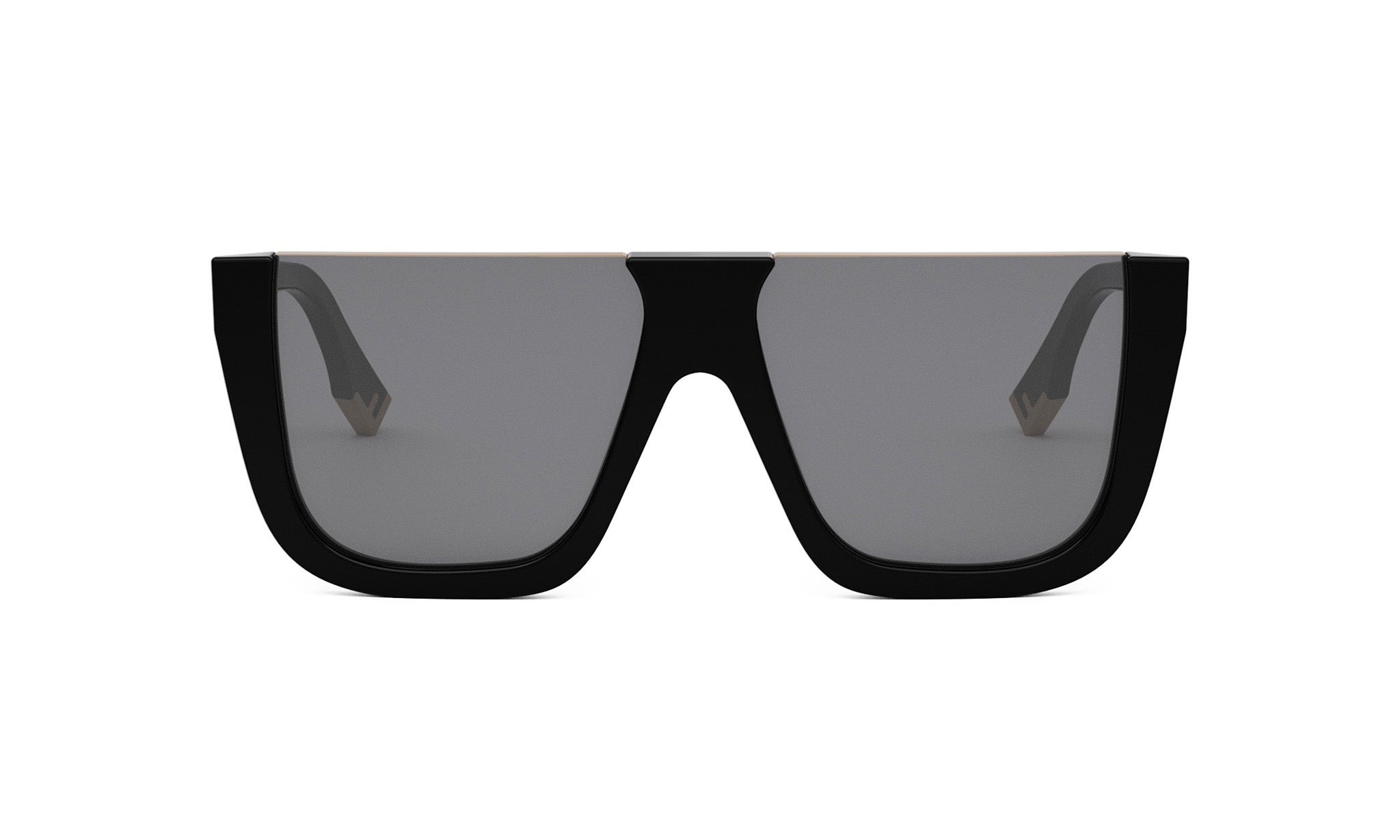 A pair of black sunglasses with a sleek, modern design.