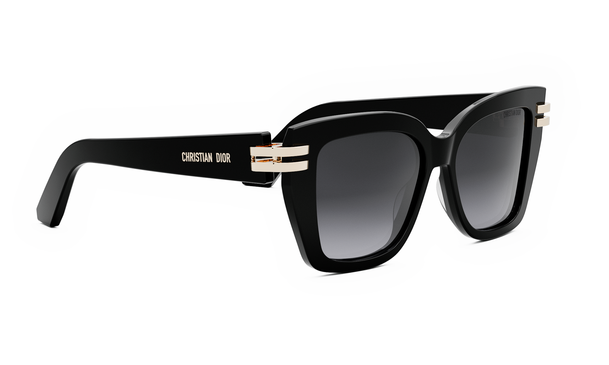 A pair of black Christian Dior sunglasses with a sleek, modern design.