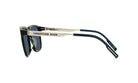 A pair of black sunglasses with a silver frame and the logo "CHRISTIAN DIOR" printed on the frame.