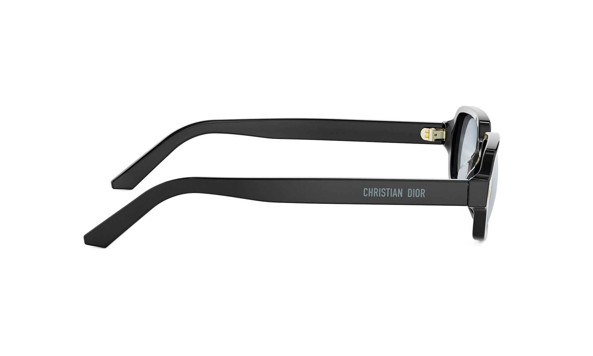 A pair of black Christian Dior sunglasses with the brand name visible on the frame.