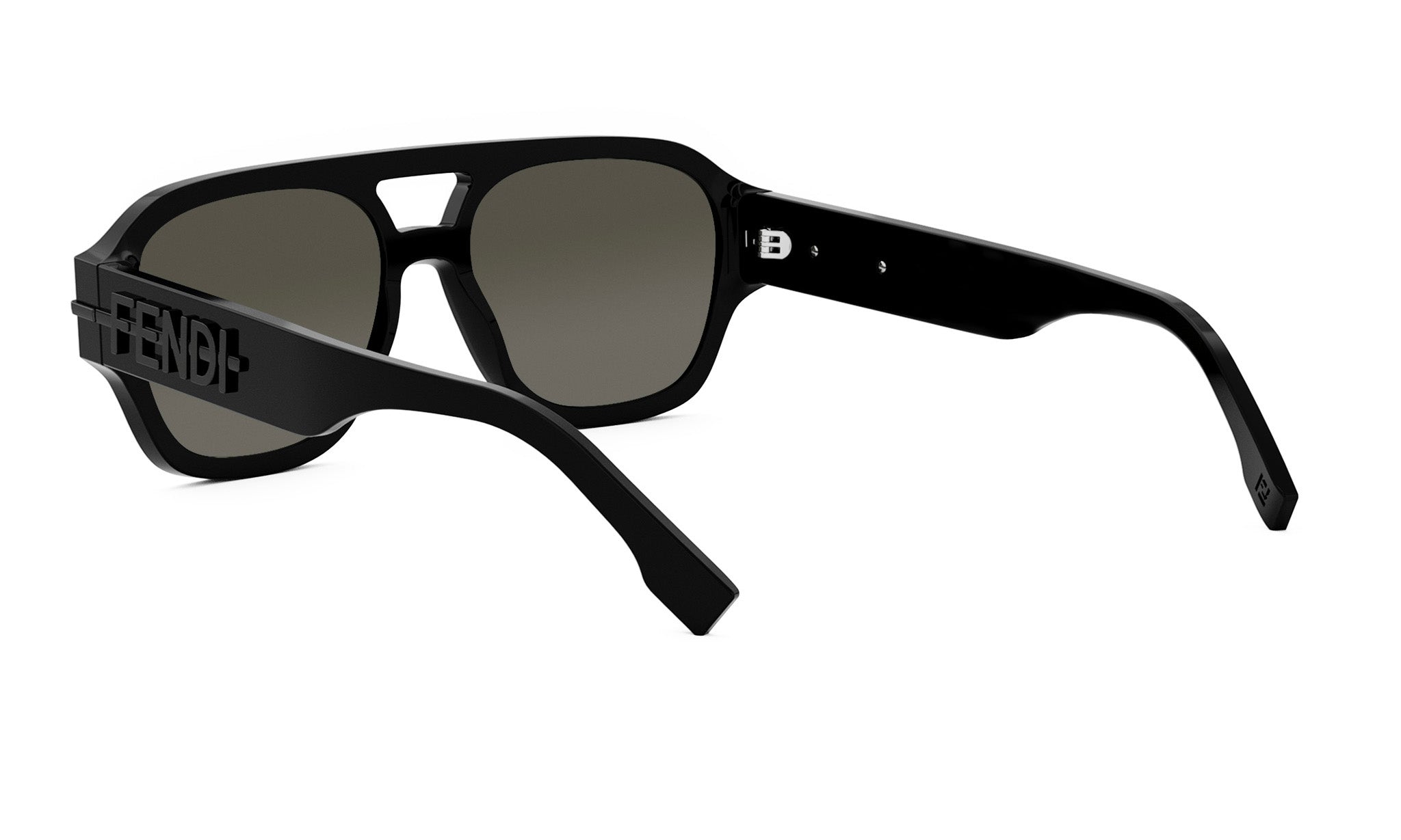A pair of black sunglasses with a sleek, modern design.