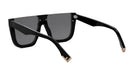 A pair of black sunglasses with a sleek, modern design.
