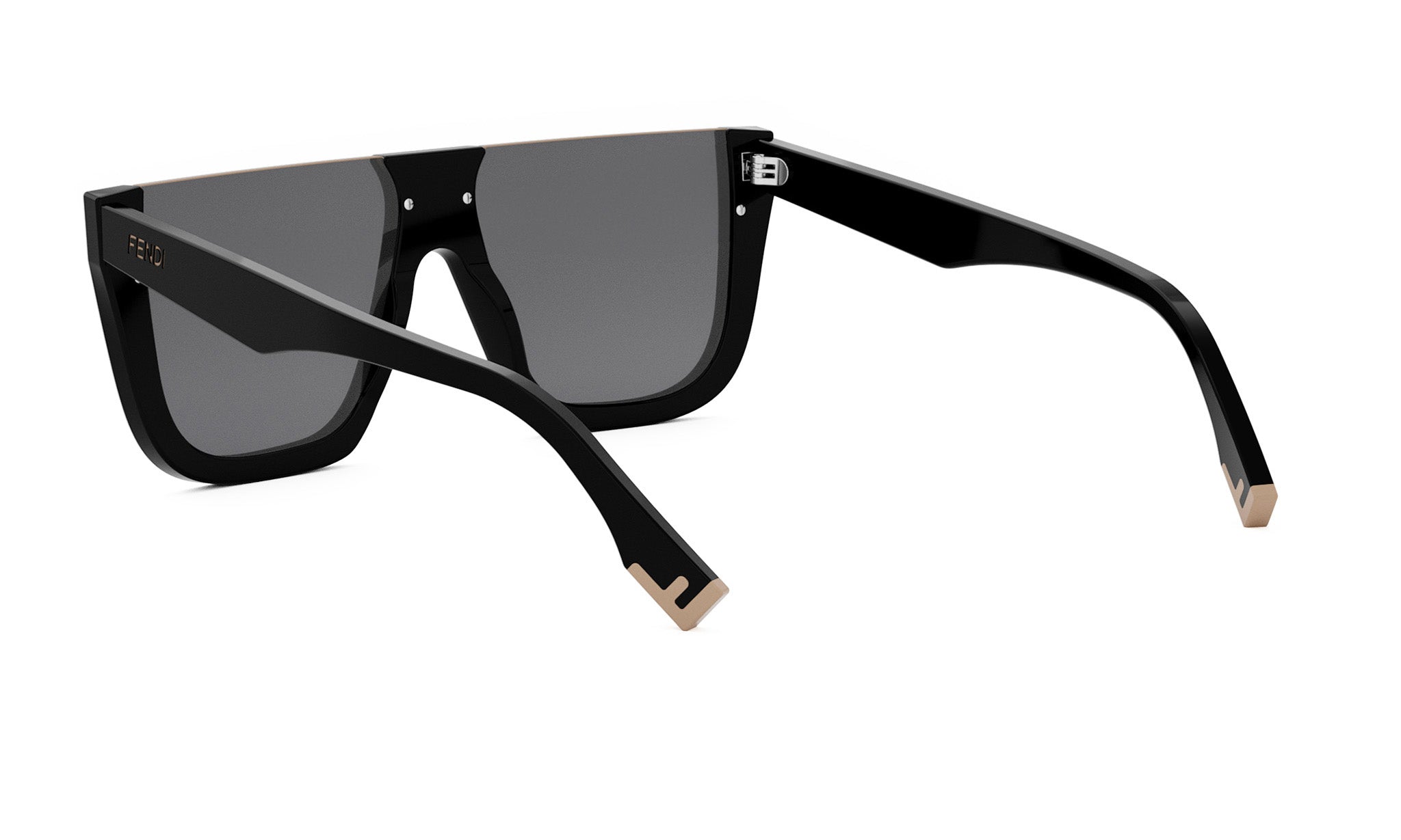 A pair of black sunglasses with a sleek, modern design.