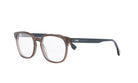 A pair of brown-framed glasses with a black frame, featuring the Fendi logo on the temple.