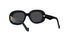 A pair of black sunglasses with gold accents.