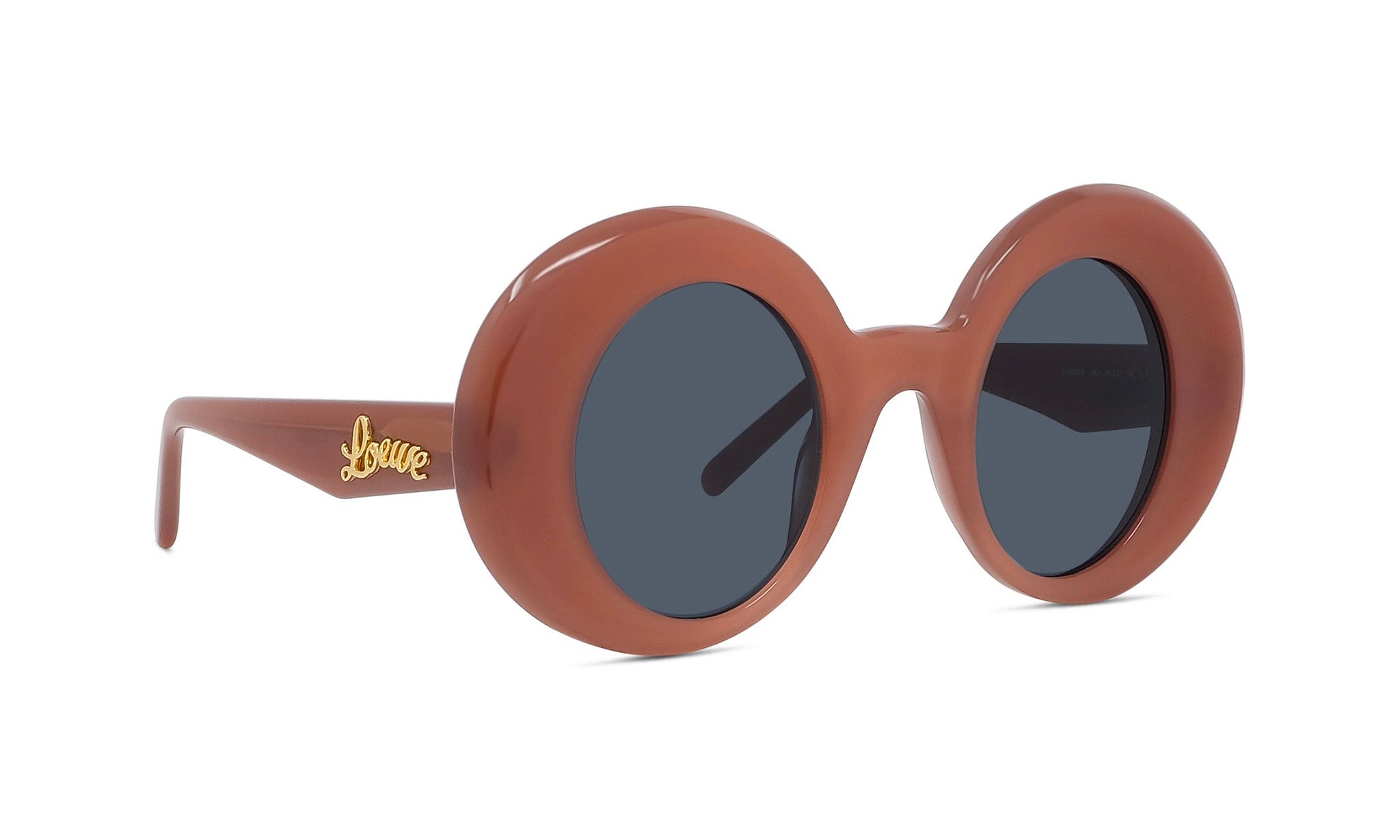 Brown sunglasses with dark lenses.