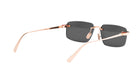 A pair of stylish sunglasses with gold-colored frames and dark lenses.