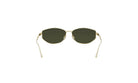 A pair of gold-colored sunglasses with dark green lenses.