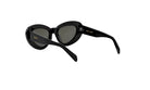 A pair of black sunglasses with a sleek, modern design.