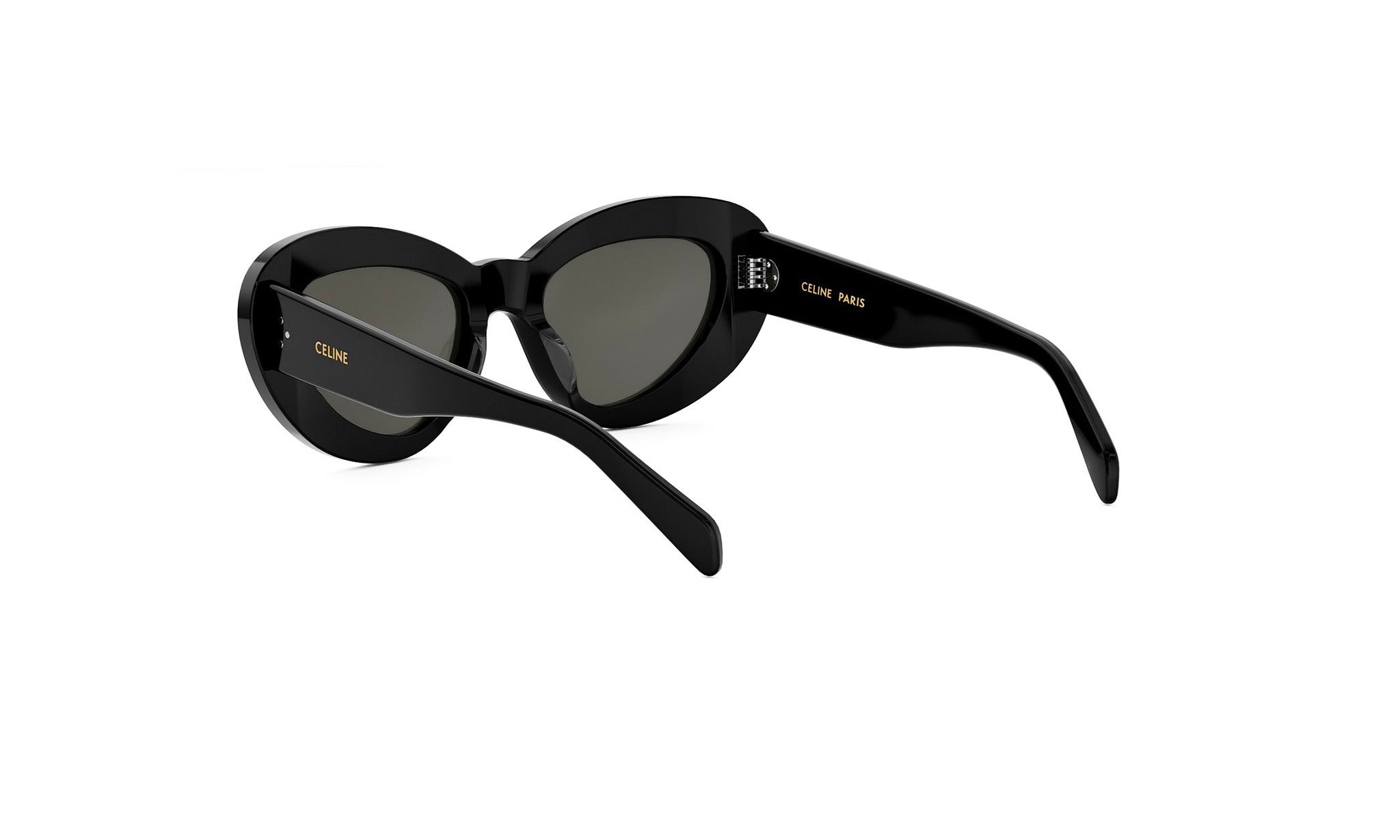 A pair of black sunglasses with a sleek, modern design.