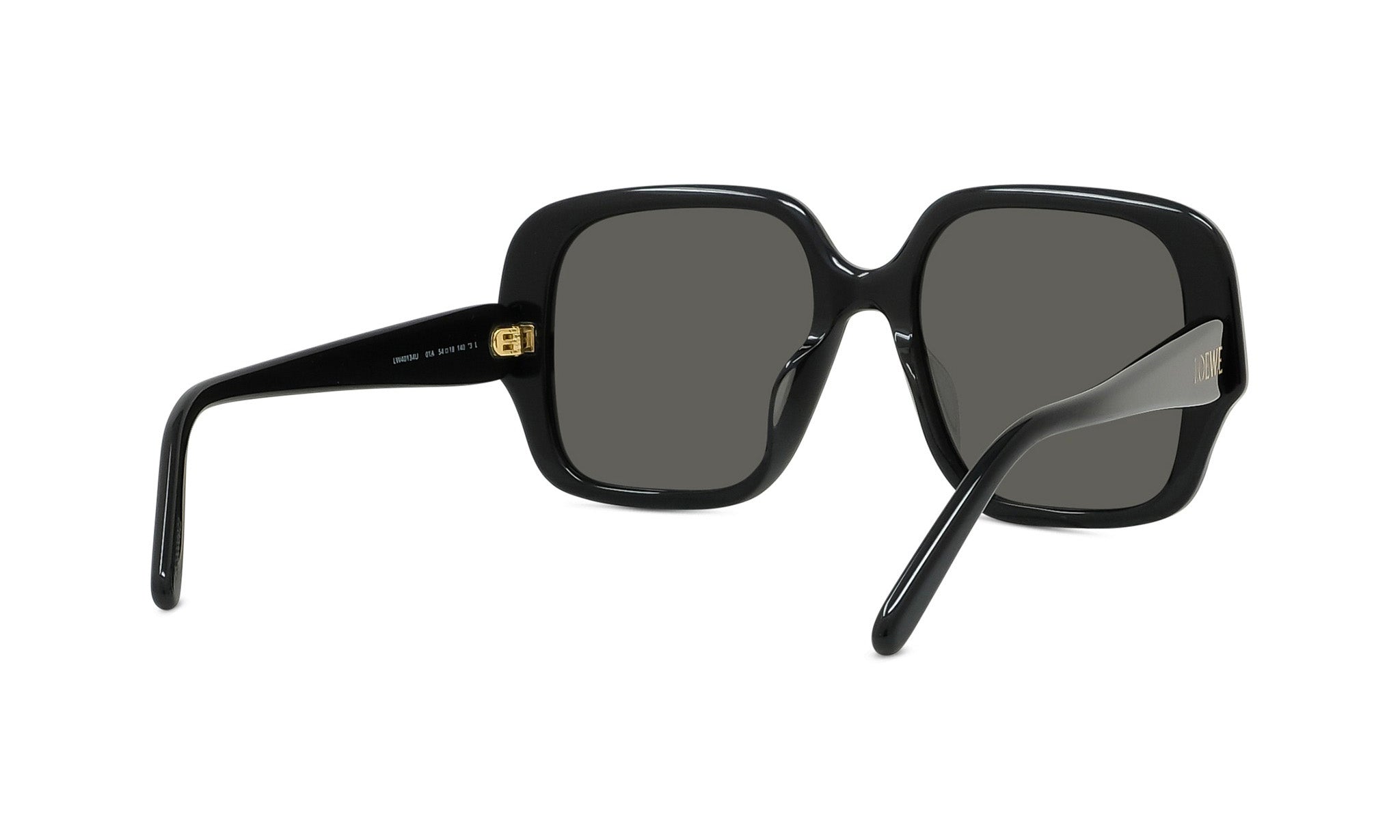 A pair of black sunglasses with dark lenses.