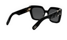 A pair of black sunglasses with gold accents, featuring a diamond pattern on the frame.