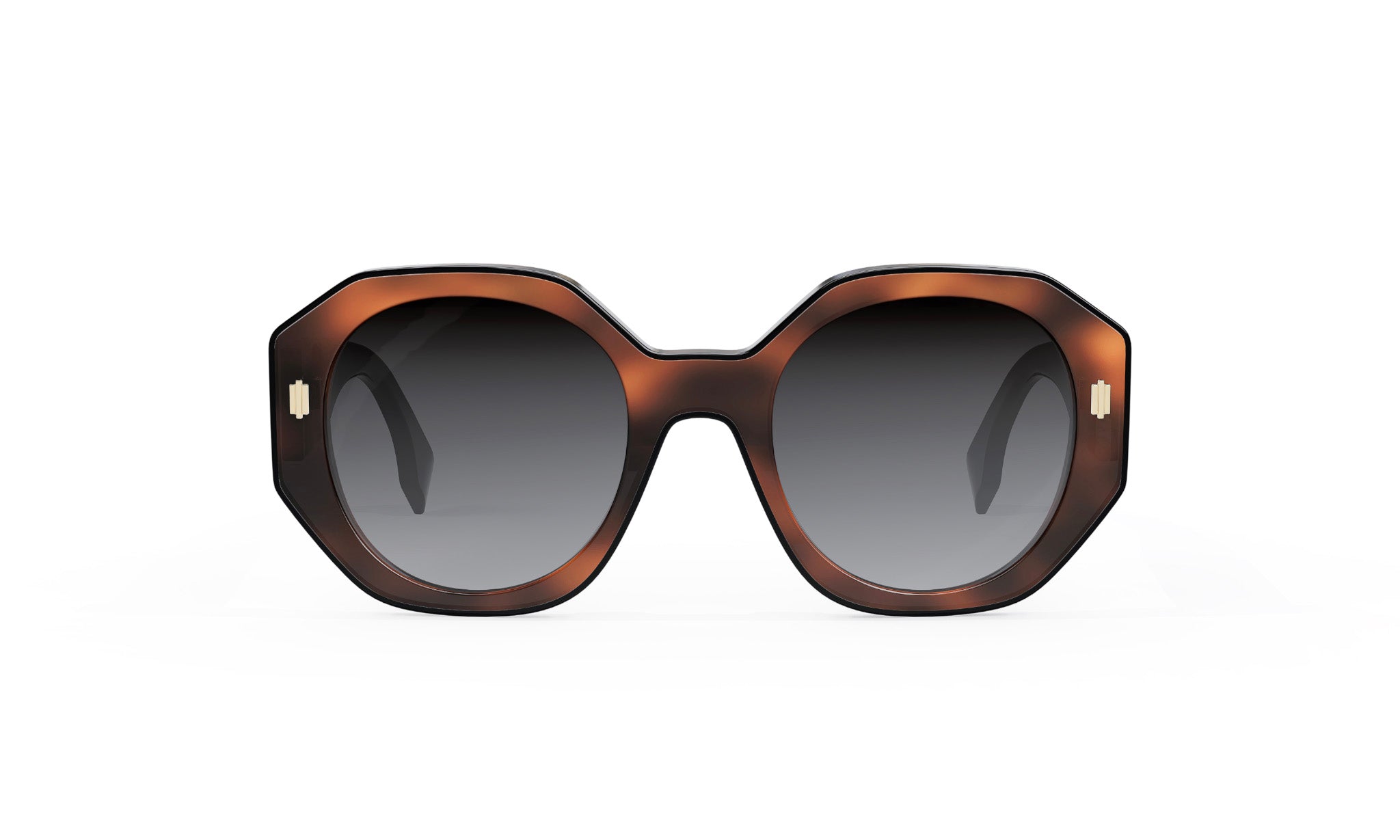 A pair of brown, octagonal sunglasses with dark lenses.