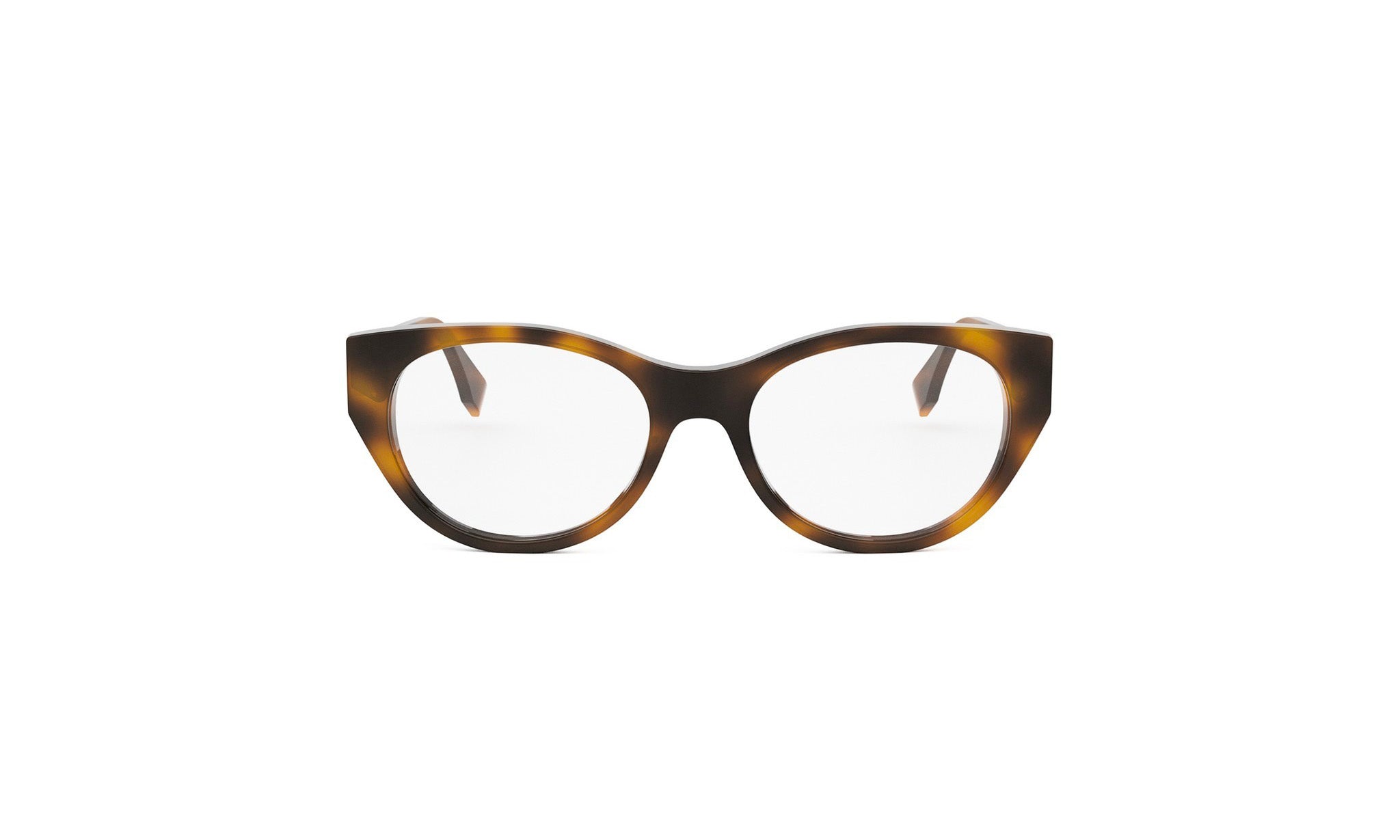 A pair of tortoiseshell-framed glasses with a dark brown color and a lighter brown center.