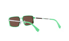 A pair of green-framed sunglasses with brown lenses.