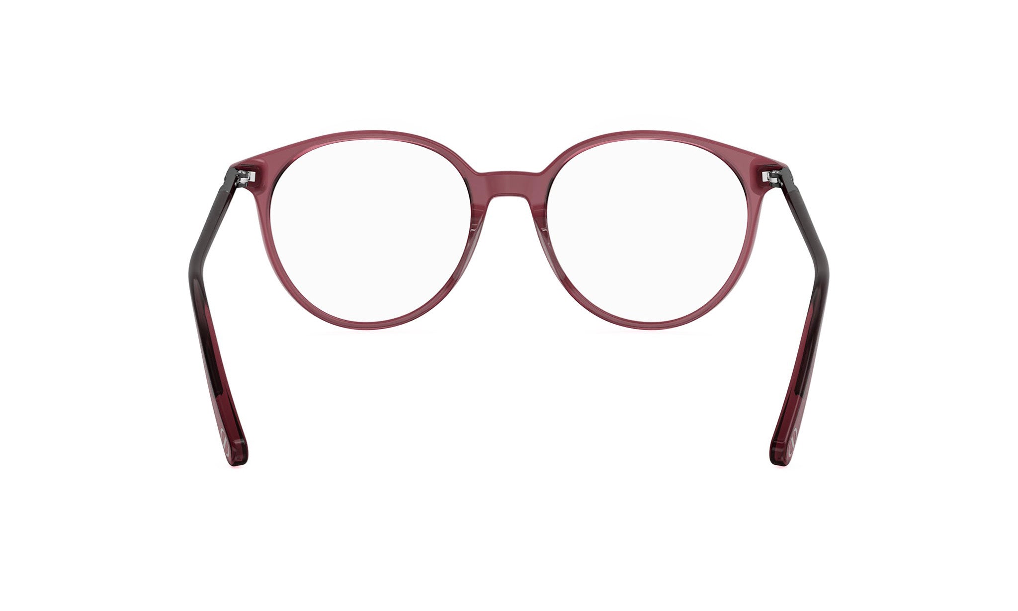 A pair of red-tinted glasses with black frames, shown from the front view.