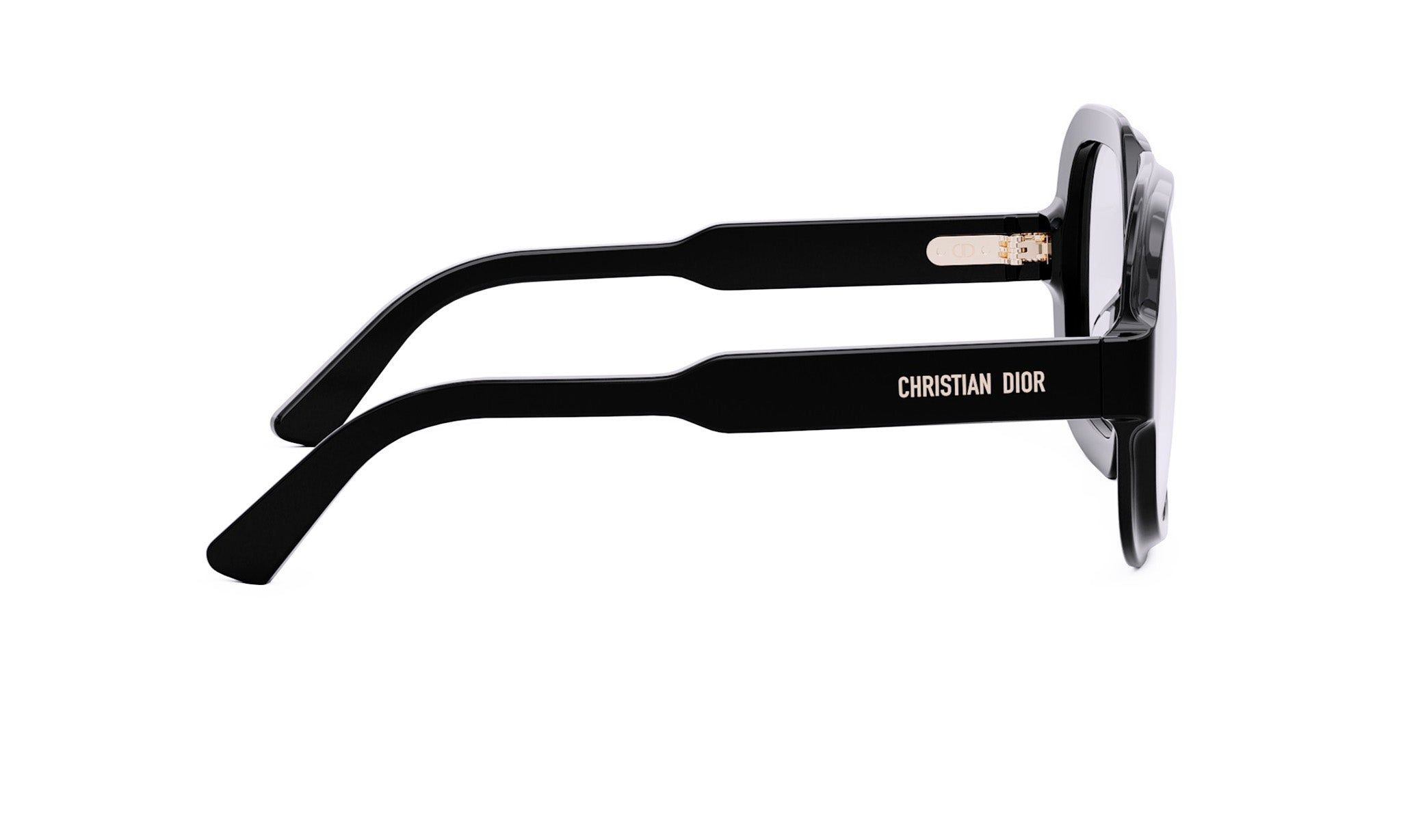 A pair of black Christian Dior sunglasses with a sleek, modern design.