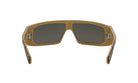 A pair of brown sunglasses with dark lenses.