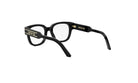 A pair of black-framed glasses with gold accents, featuring the brand name "CHRISTIAN DIOR" on the temples.
