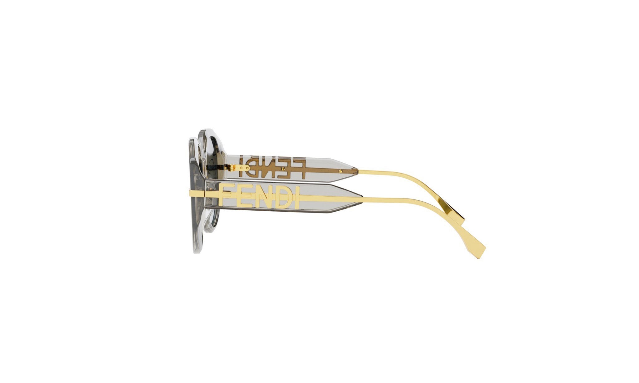 A pair of stylish sunglasses with the Fendi logo prominently displayed on the frame.