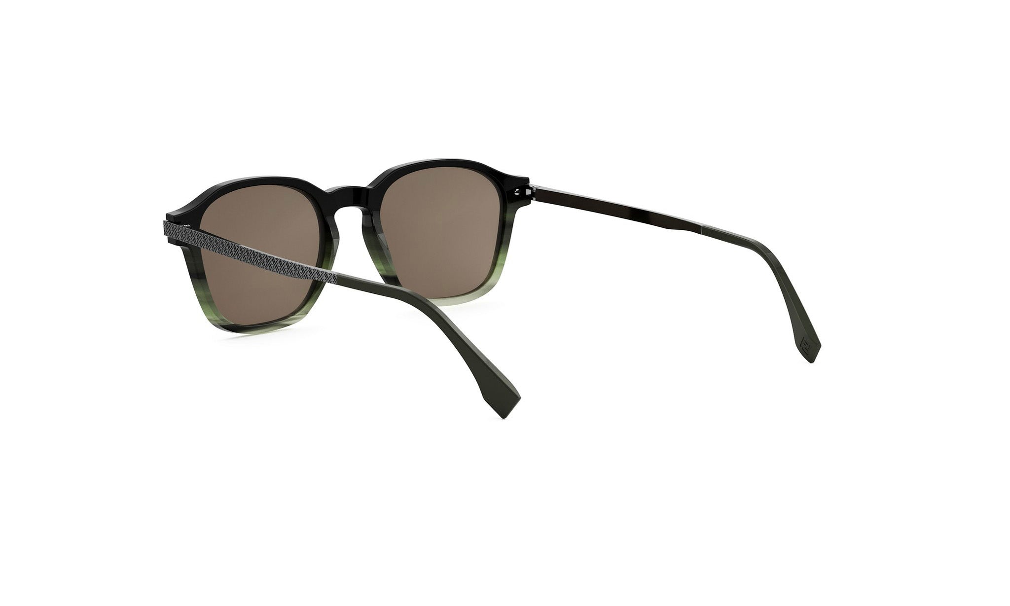 A pair of black-framed sunglasses with a dark lens.