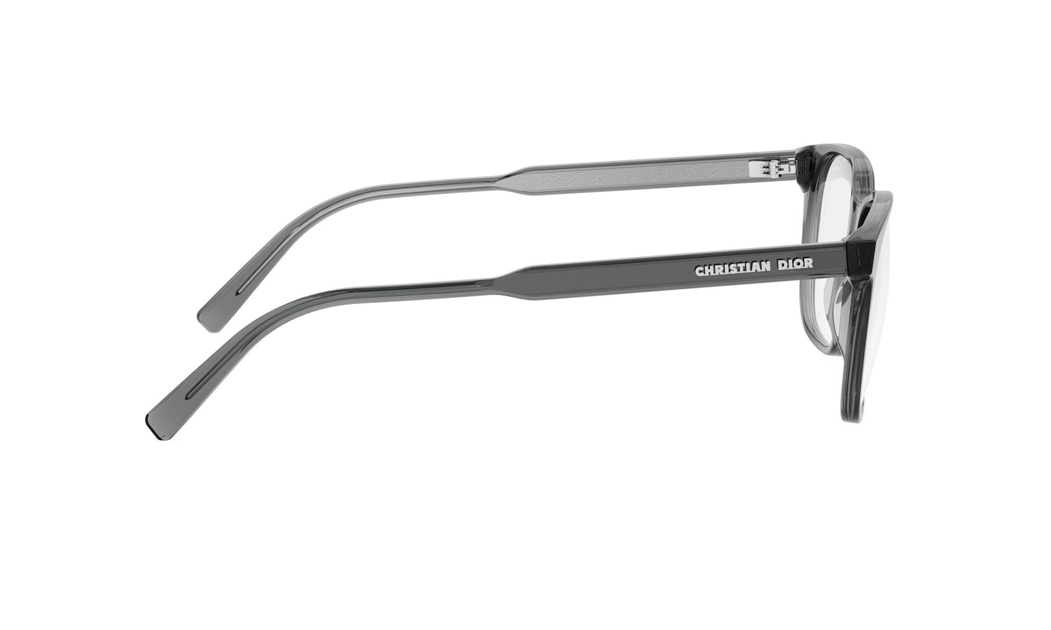 A pair of black-framed glasses with the brand name "CHRISTIAN DIOR" printed on the side.