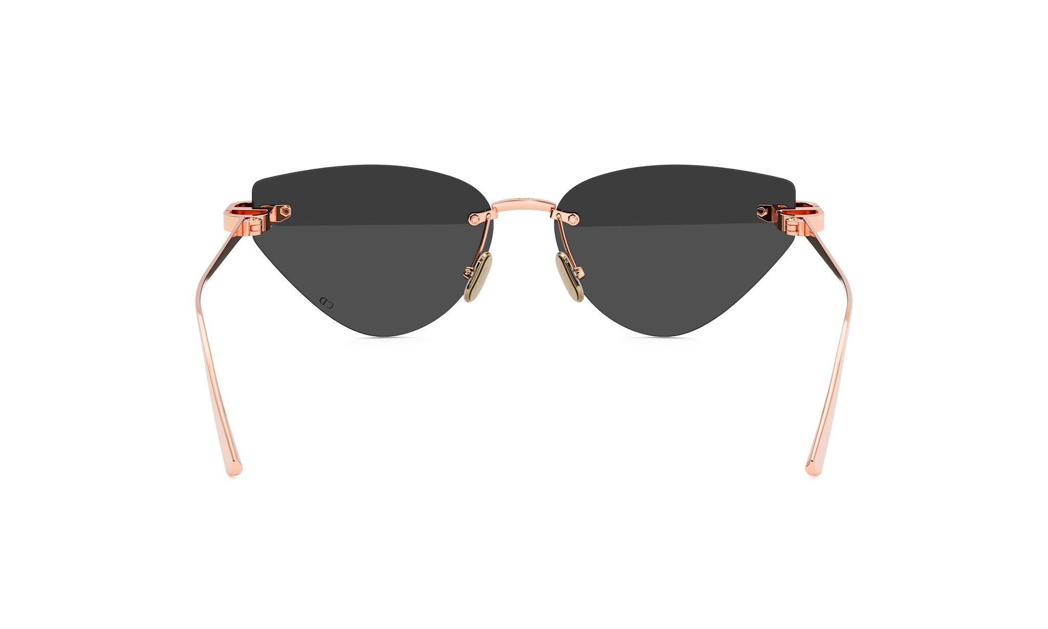 A pair of black cat-eye sunglasses with gold-colored metal frames.
