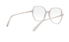 A pair of clear, white-framed glasses with a modern, stylish design.