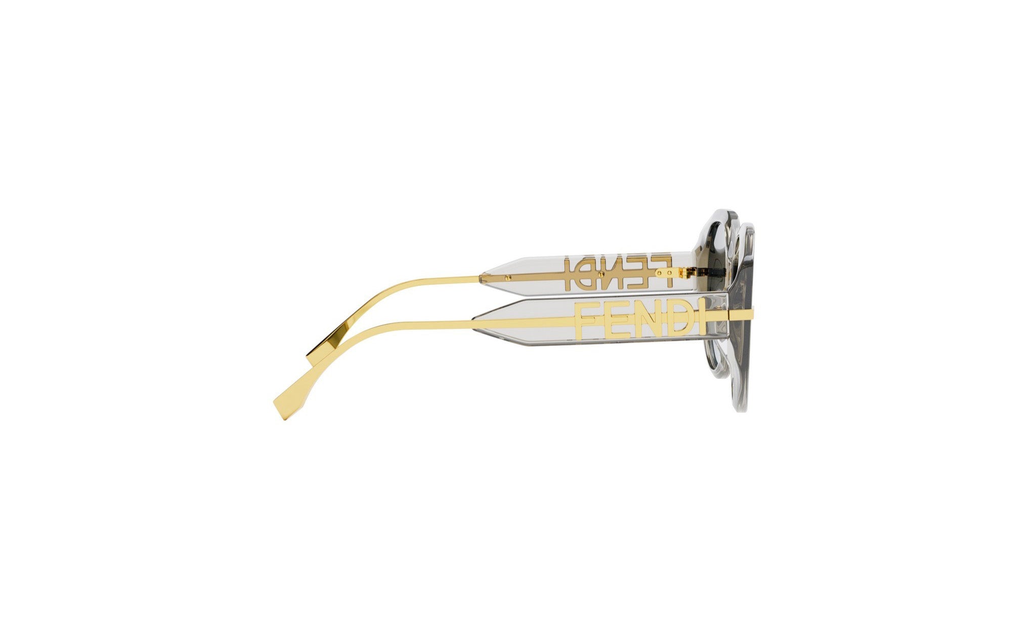 A pair of sunglasses with the Fendi logo prominently displayed on the frame.