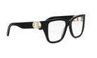 A pair of black-framed glasses with gold accents.
