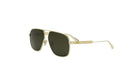A pair of gold-colored sunglasses with dark lenses.
